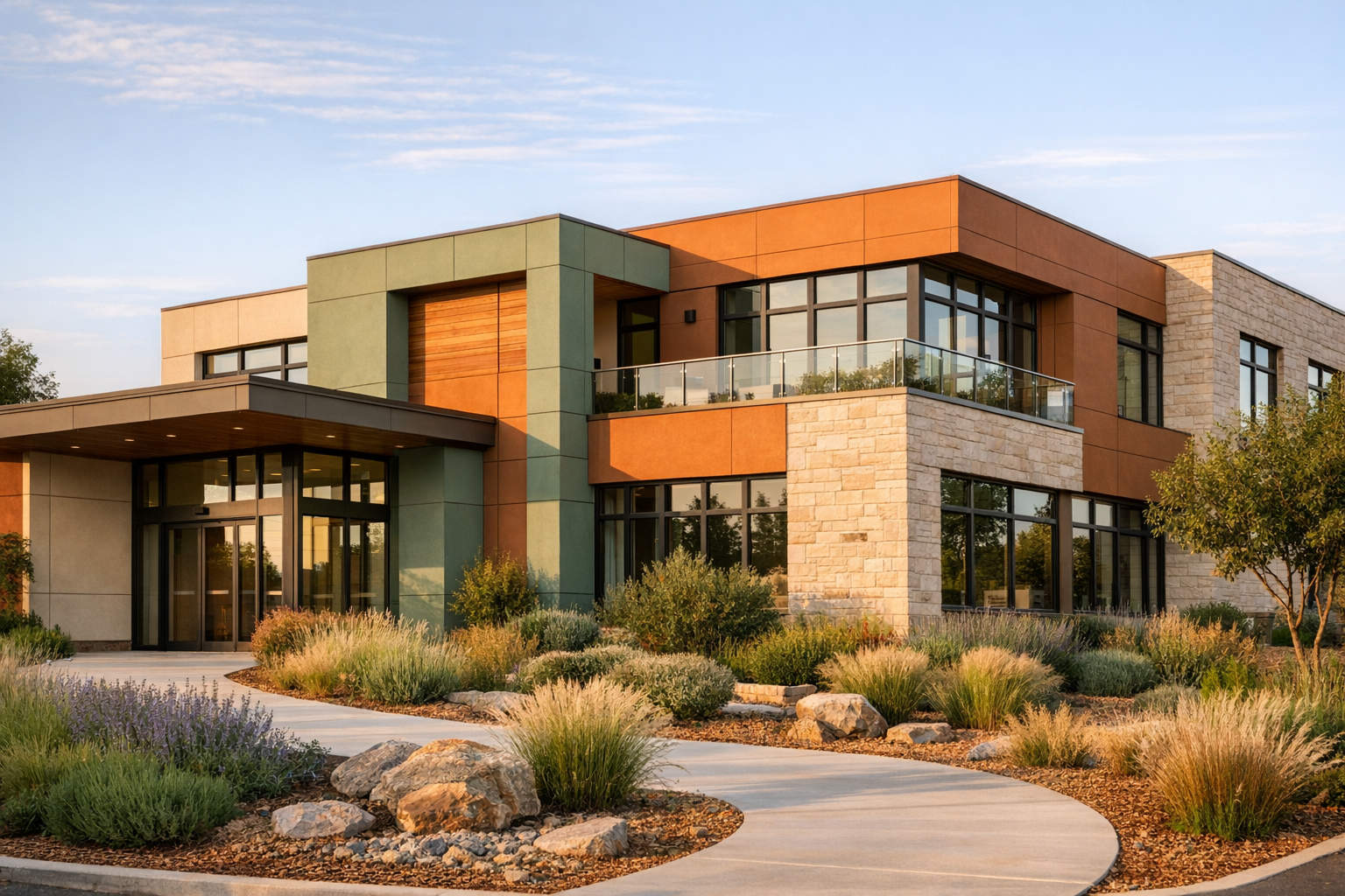 Moderne deutsche Kinderwunschklinik Außenansicht zeitgenössische Architektur