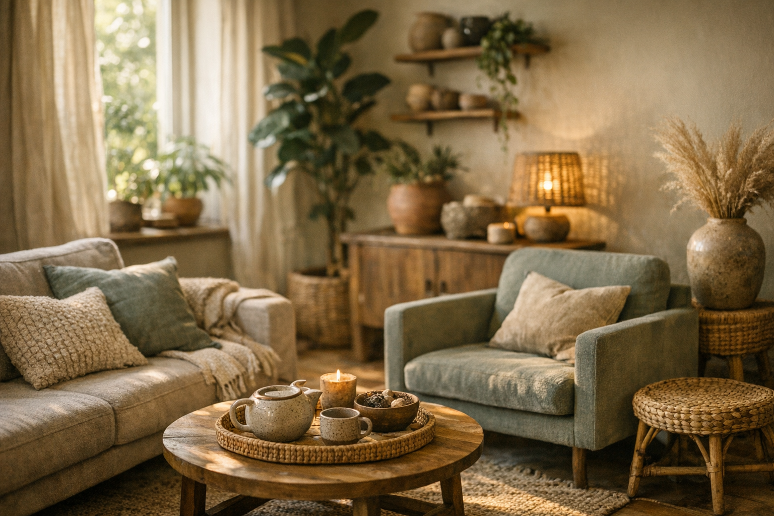 Ruhiger Wohnraum mit natürlichem Licht symbolisiert Balance für Fruchtbarkeit