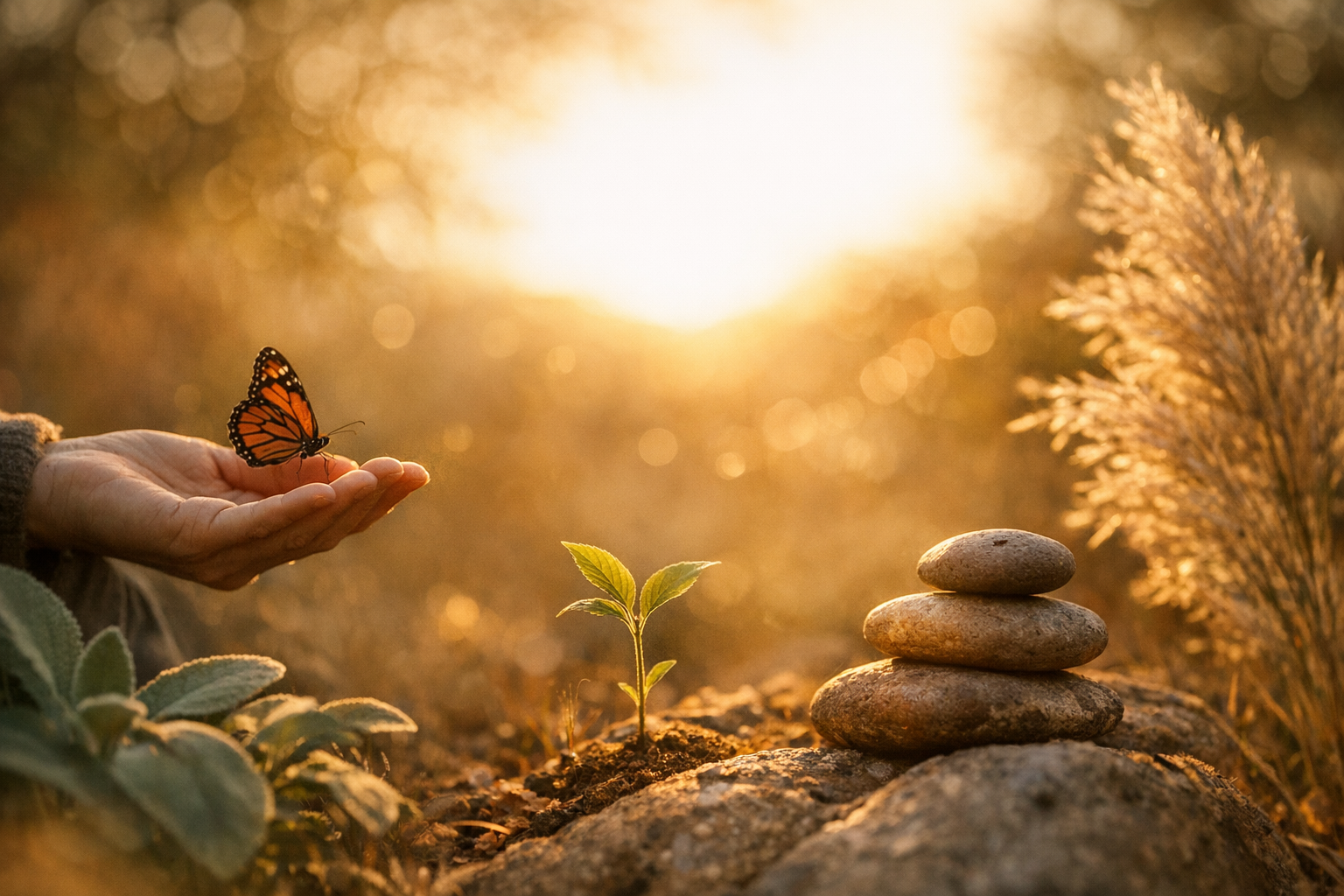 Symbolische Darstellung von Heilung und Hoffnung nach schwierigen Erfahrungen