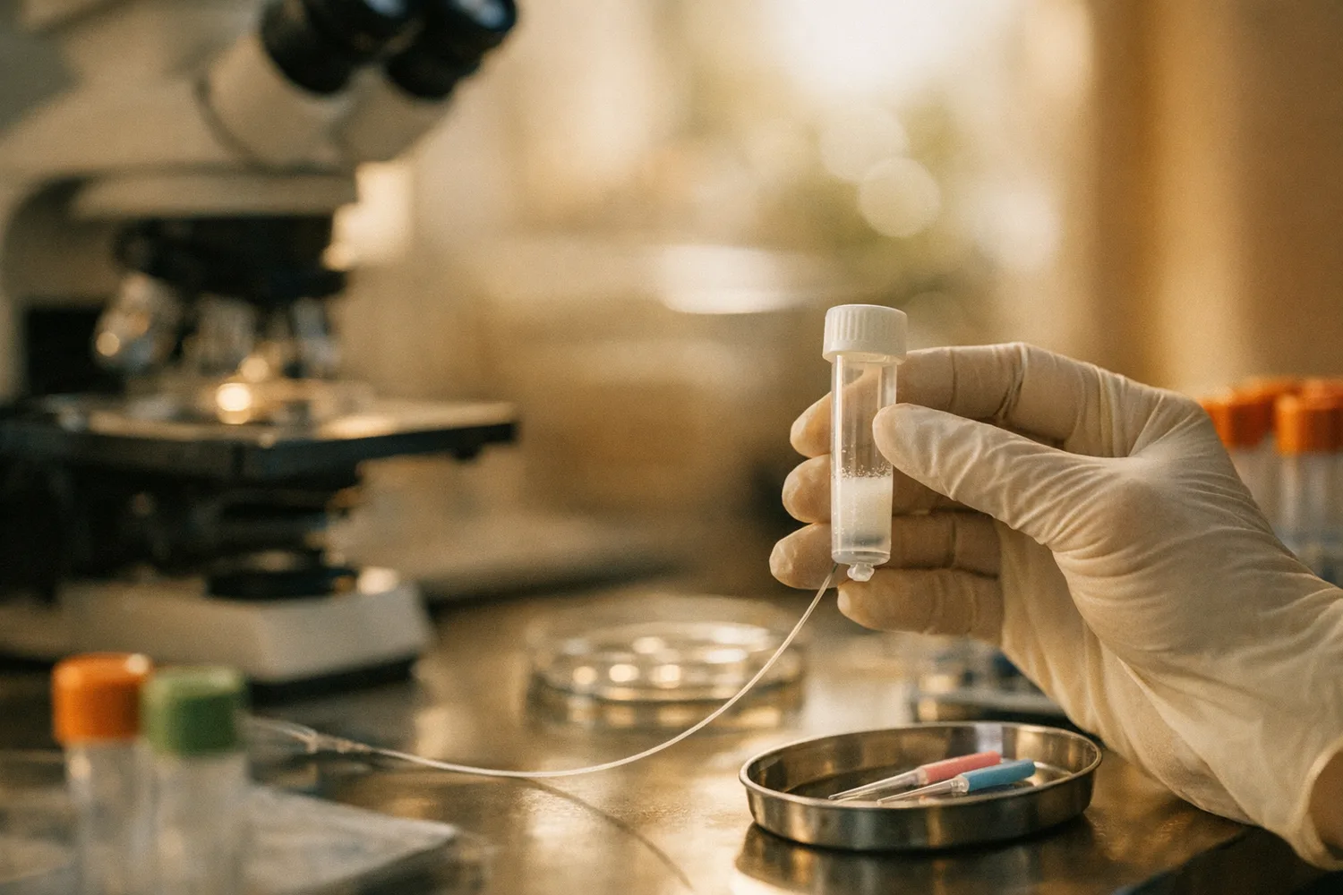 Laborutensilien fuer die IUI-Behandlung im Kinderwunschzentrum