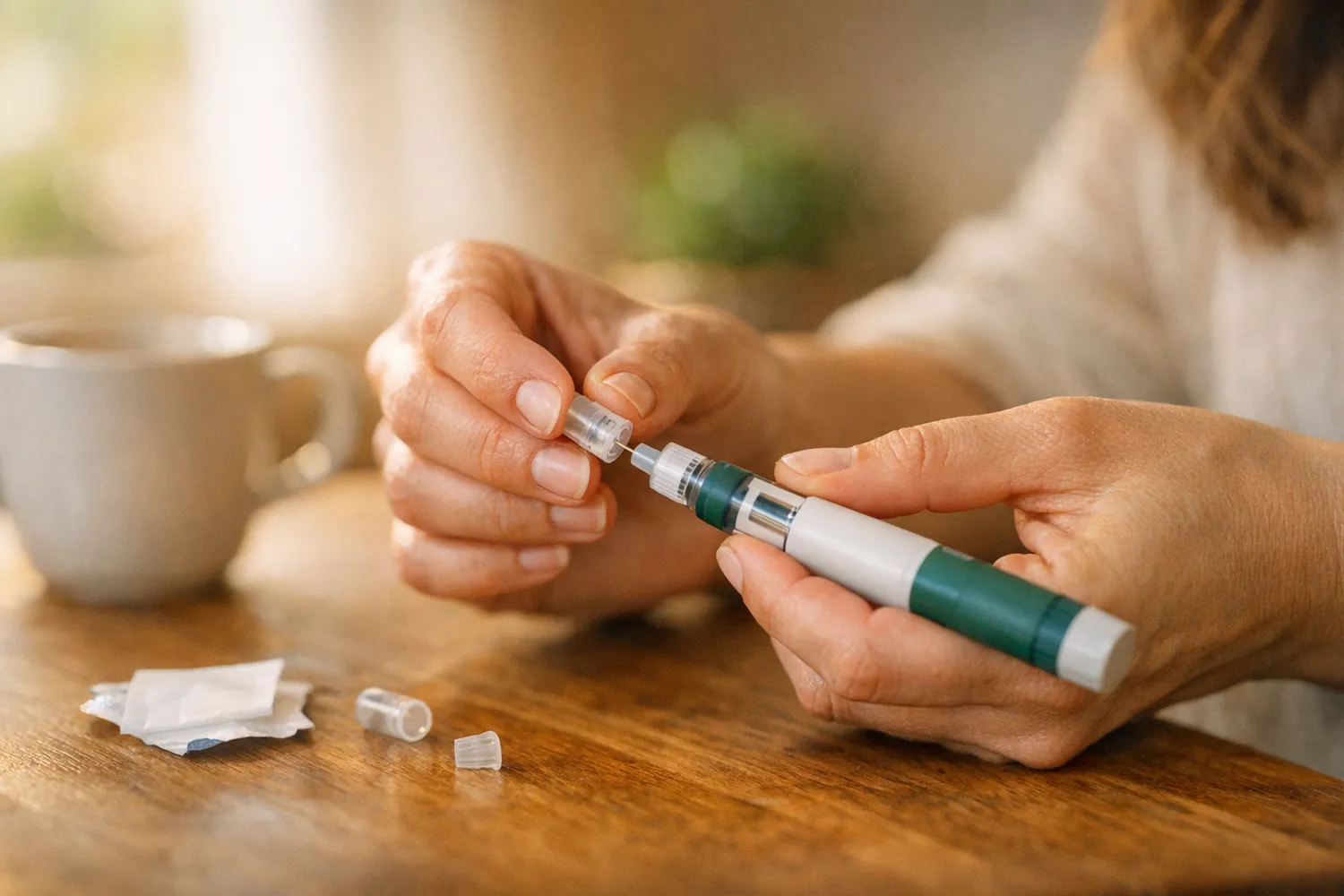 Vorbereitung der Hormonspritze fuer die IVF-Stimulation zu Hause