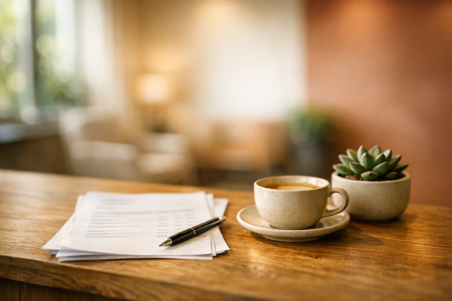 Kostenvoranschlag und Unterlagen auf einem Schreibtisch in einer Kinderwunschklinik