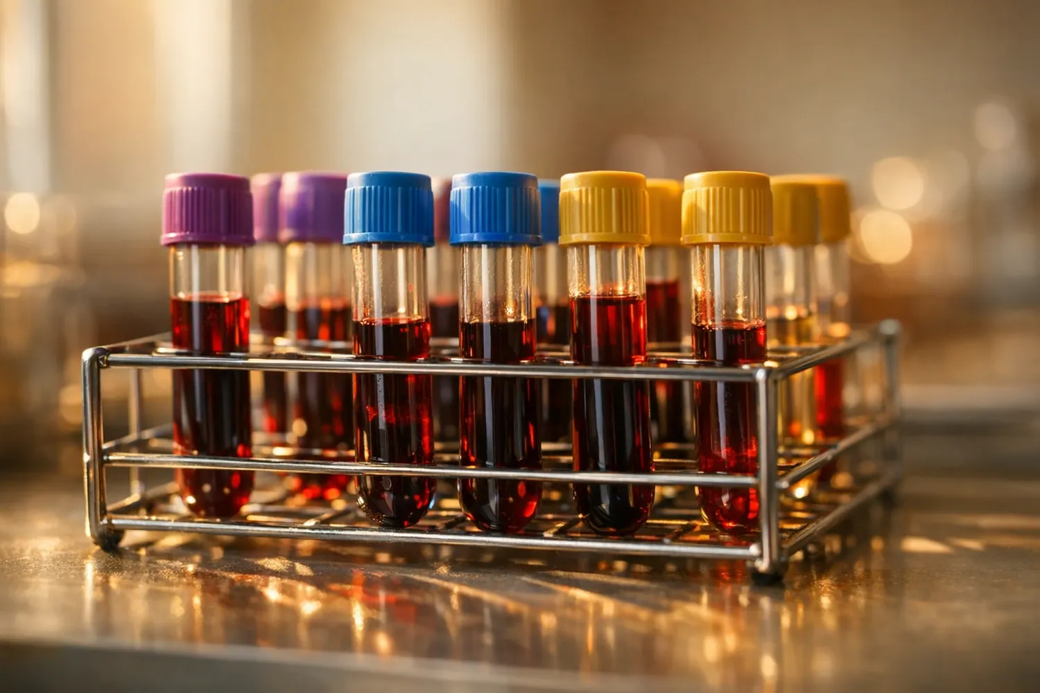 Blutproben fuer Hormontests bei maennlicher Unfruchtbarkeit im Labor