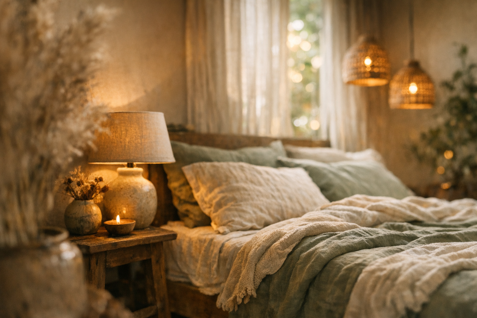 Gemütliches Schlafzimmer symbolisiert natürliche Schwangerschaft bei guten Werten