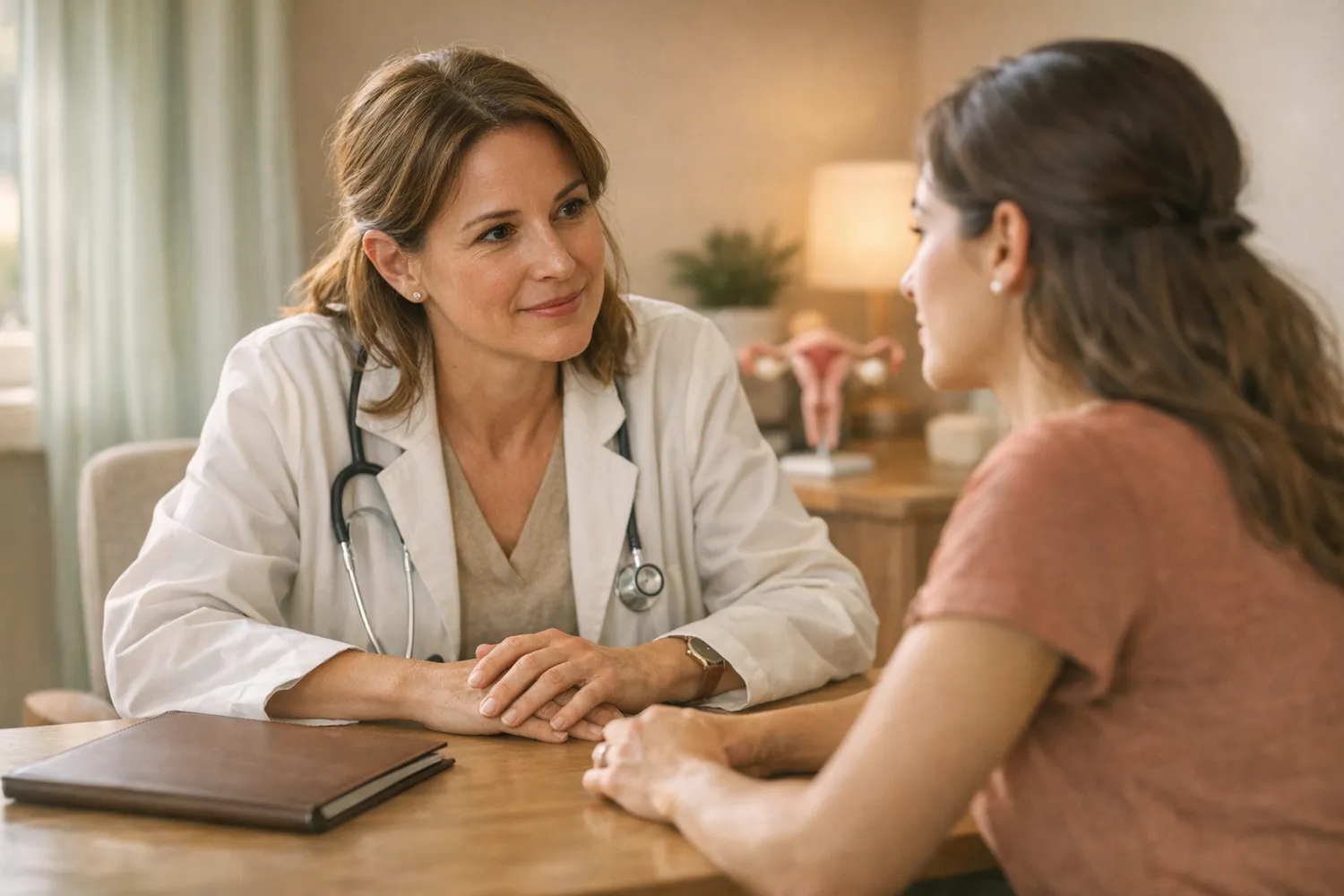 Gynecologist in a calm conversation with a patient
