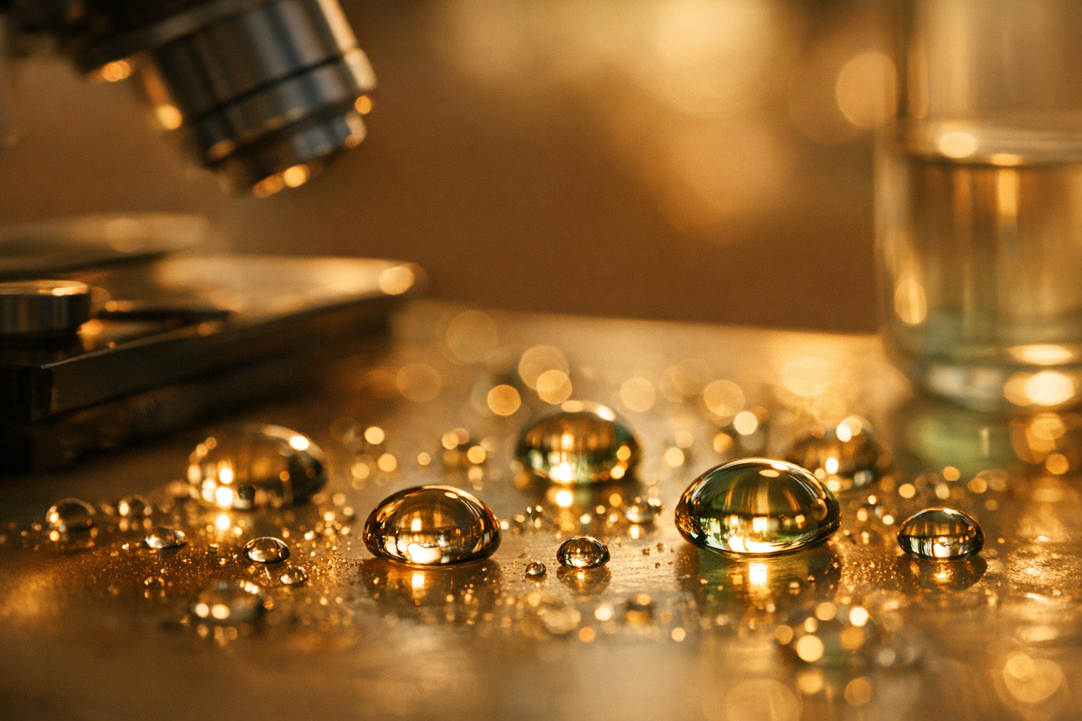 Wassertropfen symbolisieren mikroskopische Spermiogramm-Parameter