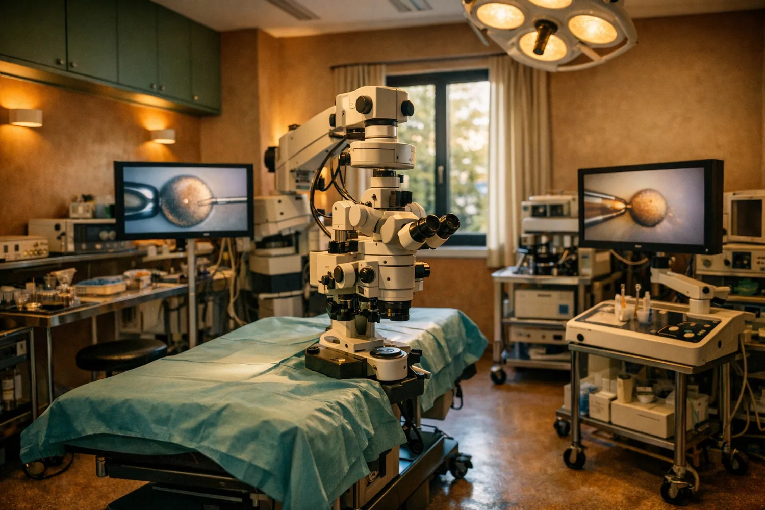 Moderner OP-Saal für Mikro-TESE mit Operationsmikroskop