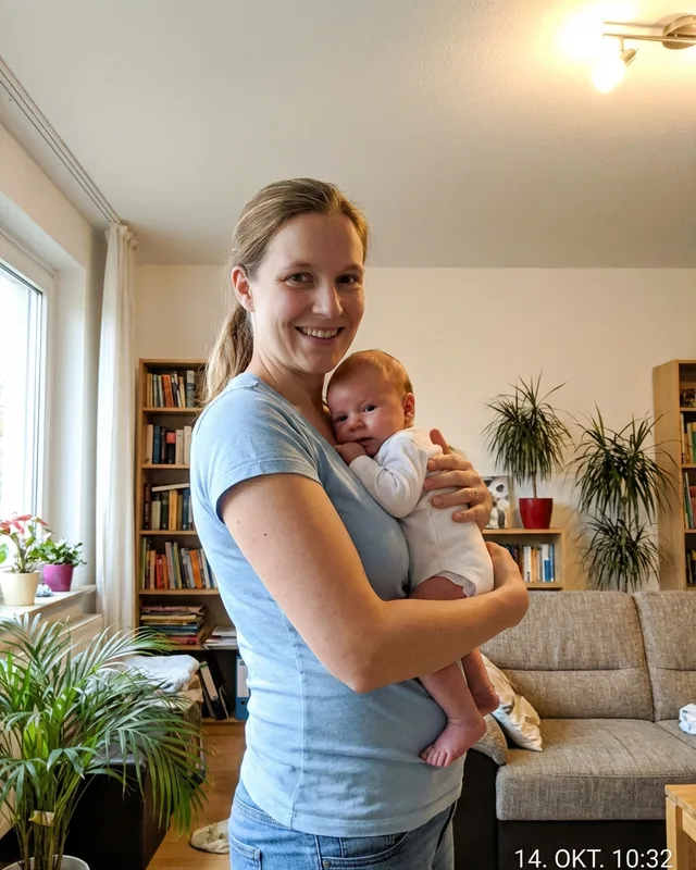 Glückliche Mutter mit Neugeborenem